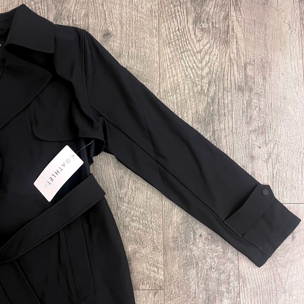 Athleta Stellar Trench Coat Black 842421 Wrinkle Resistant UPF 40+ Womens Small - Picture 4 of 9